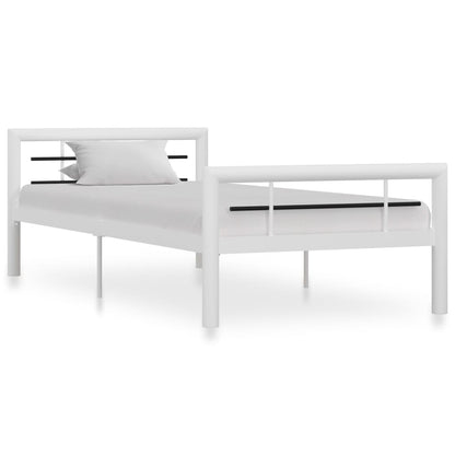 Estrutura de cama 90x200 cm metal branco e preto