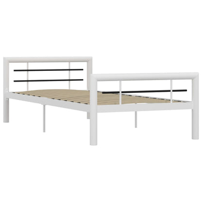 Estrutura de cama 90x200 cm metal branco e preto