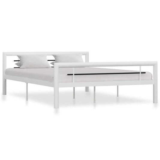 Estrutura de cama 120x200 cm metal branco e preto