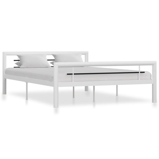 Estrutura de cama 140x200 cm metal branco e preto