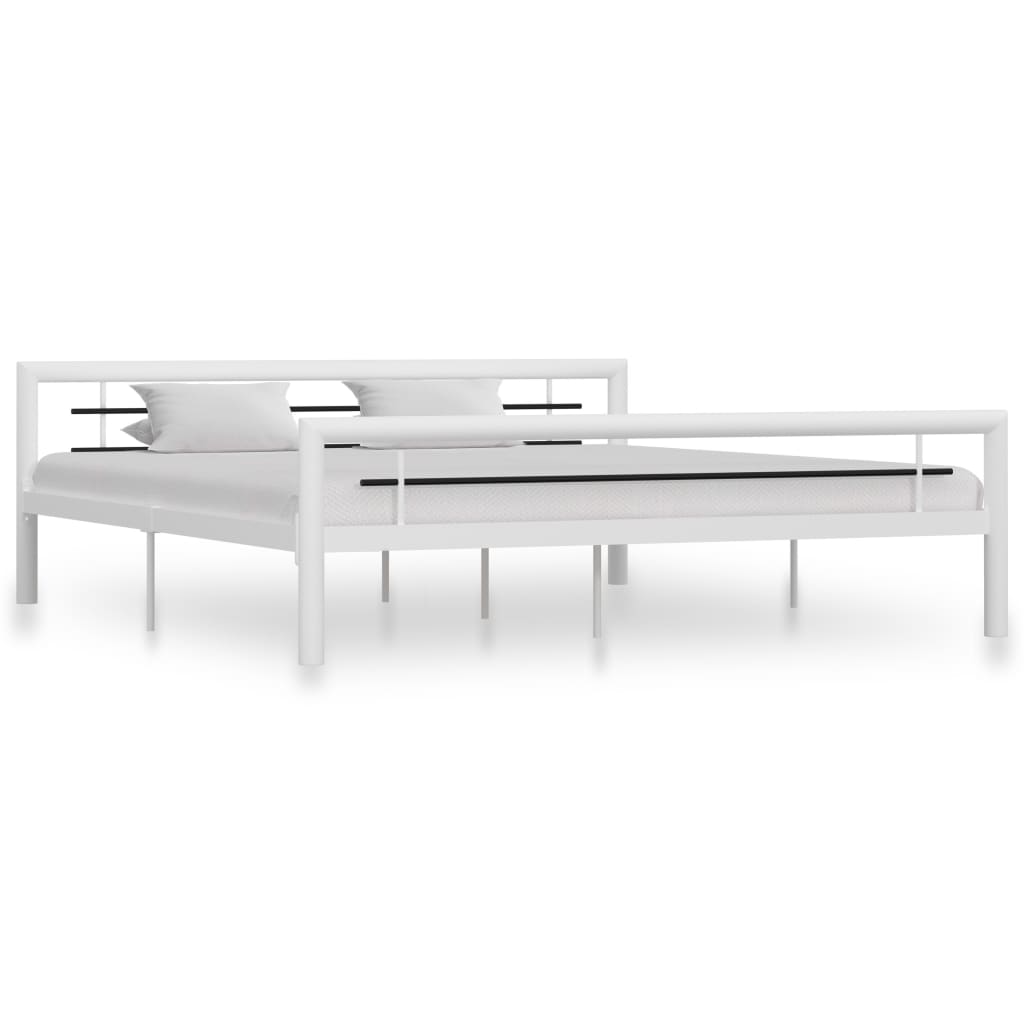 Estrutura de cama 180x200 cm metal branco e preto