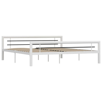 Estrutura de cama 180x200 cm metal branco e preto