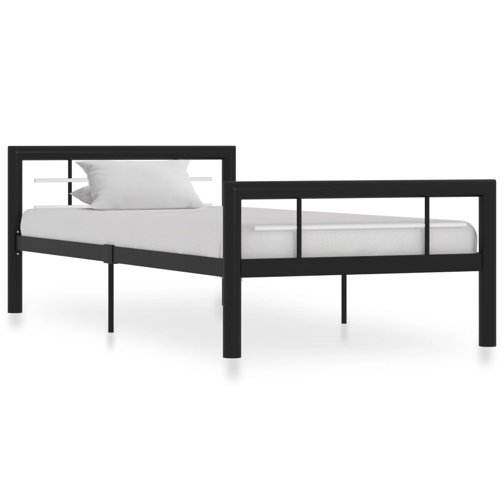 Estrutura de cama 90x200 cm metal preto e branco