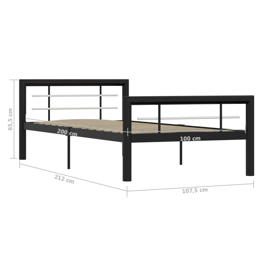 Estrutura de cama 90x200 cm metal preto e branco