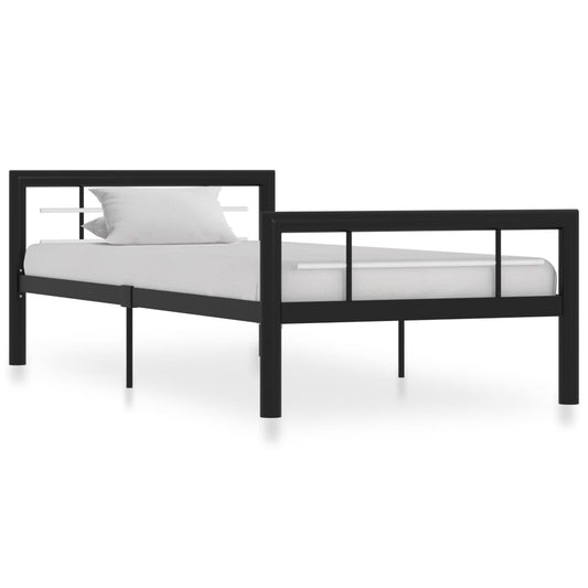 Estrutura de cama 100x200 cm metal preto e branco