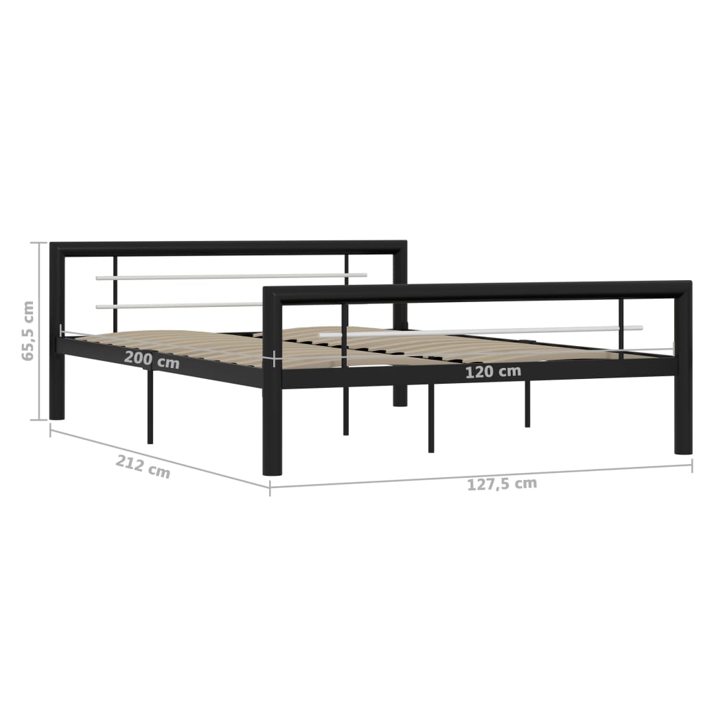 Estrutura de cama 120x200 cm metal preto e branco