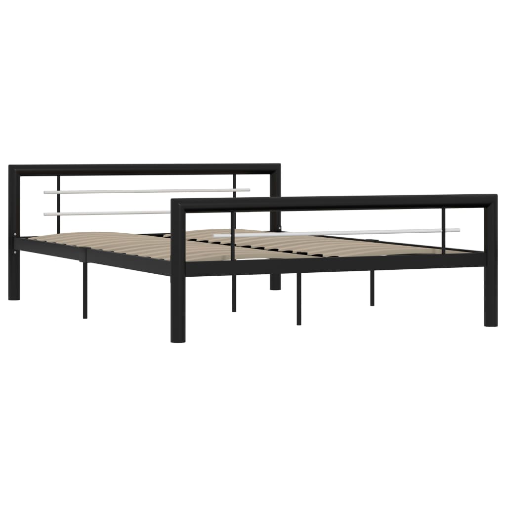 Estrutura de cama 140x200 cm metal preto e branco