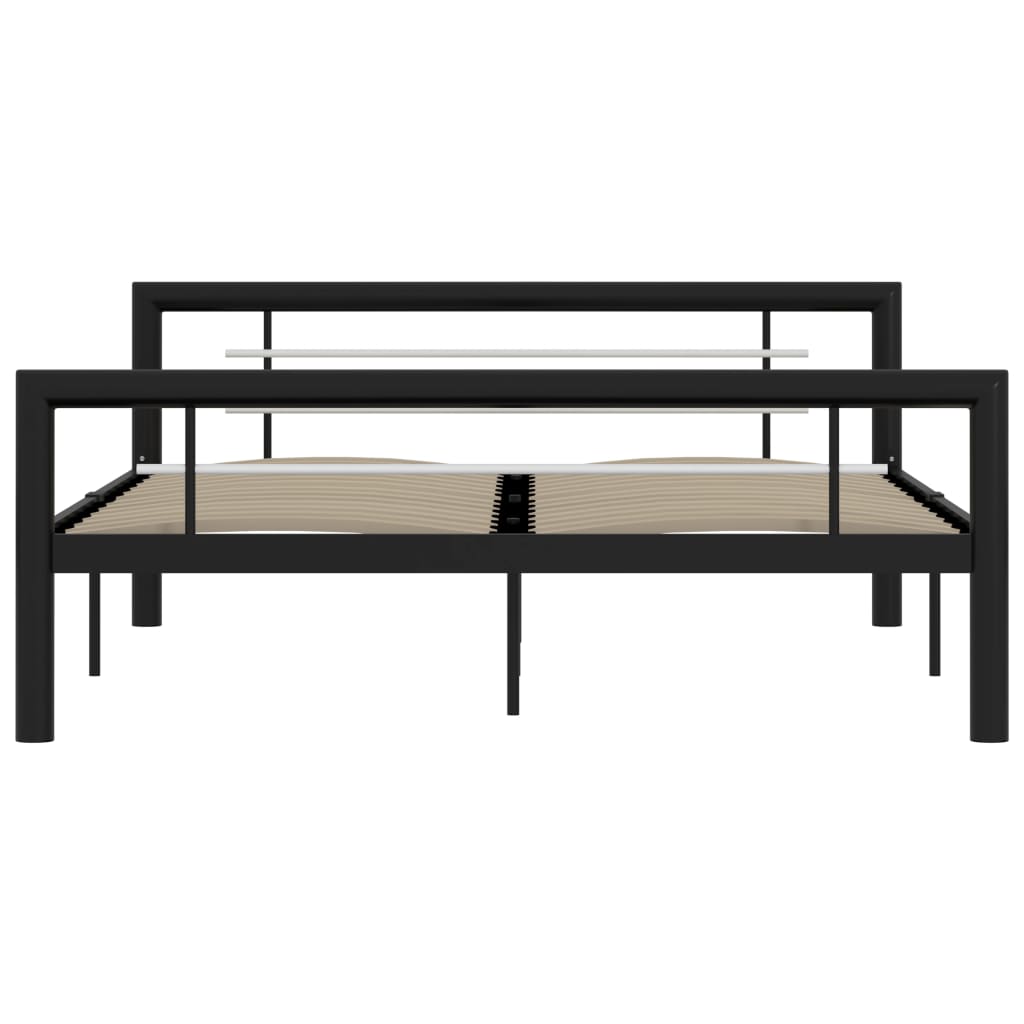 Estrutura de cama 140x200 cm metal preto e branco