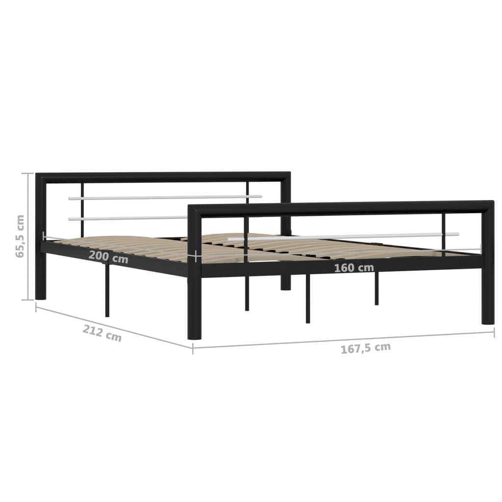 Estrutura de cama 160x200 cm metal preto e branco