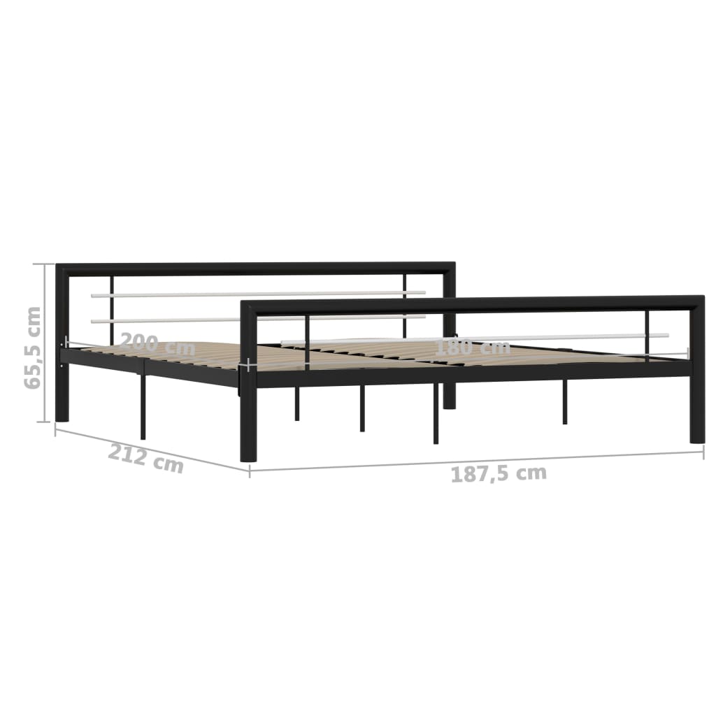 Estrutura de cama 180x200 cm metal preto e branco