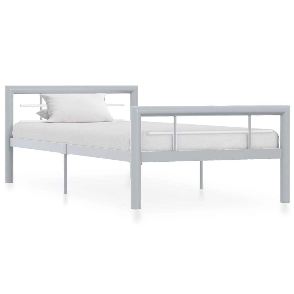 Estrutura de cama 100x200 cm metal cinzento e branco