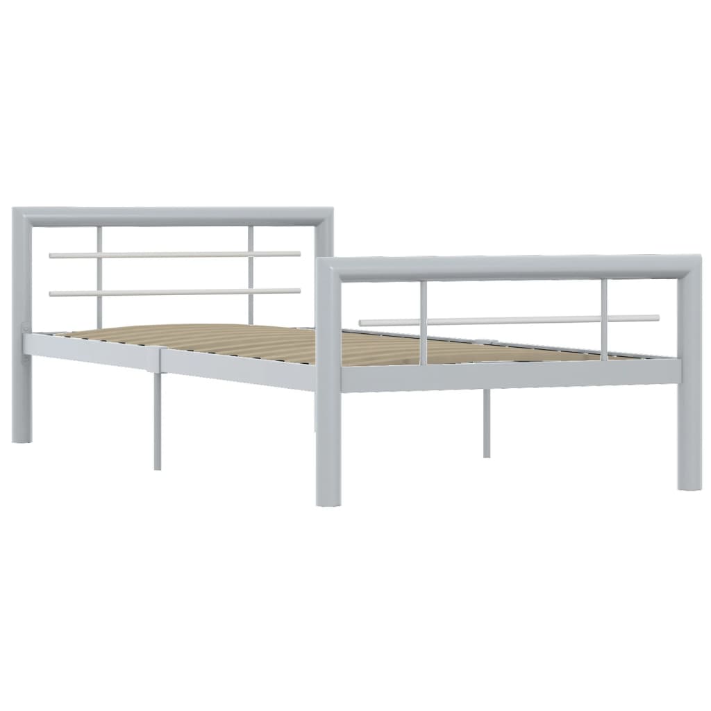 Estrutura de cama 100x200 cm metal cinzento e branco