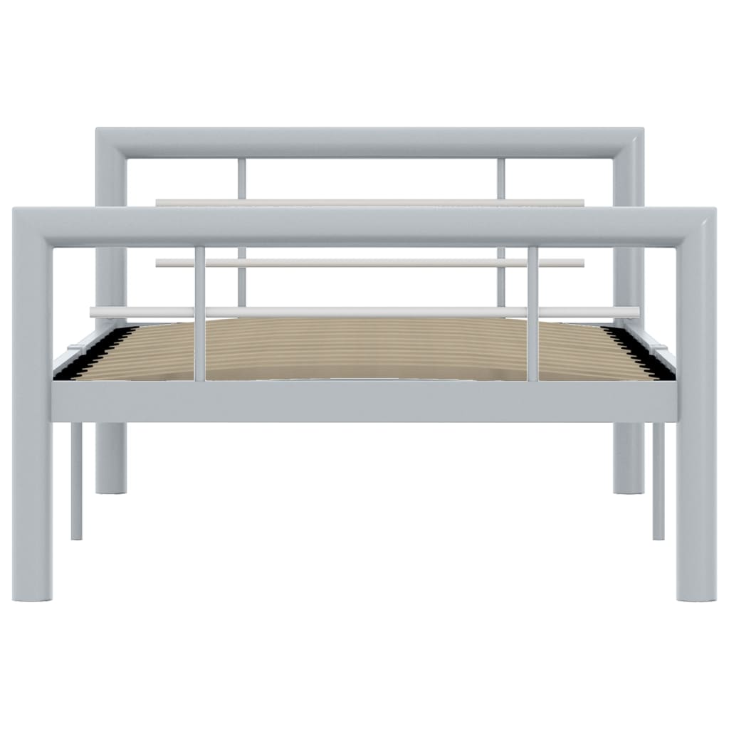 Estrutura de cama 100x200 cm metal cinzento e branco