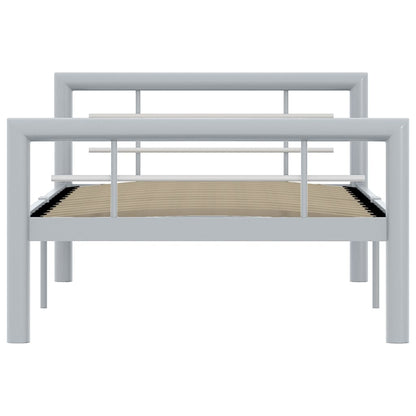 Estrutura de cama 100x200 cm metal cinzento e branco