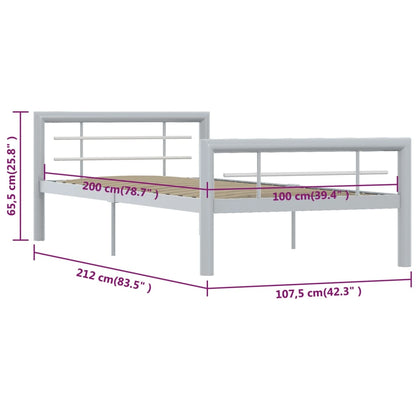 Estrutura de cama 100x200 cm metal cinzento e branco