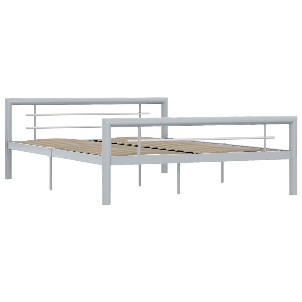 Estrutura de cama 120x200 cm metal cinzento e branco