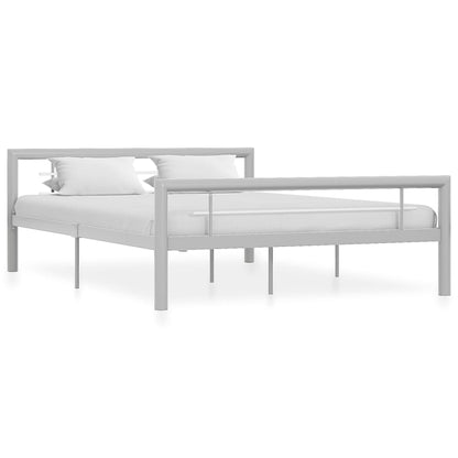 Estrutura de cama 140x200 cm metal cinzento e branco