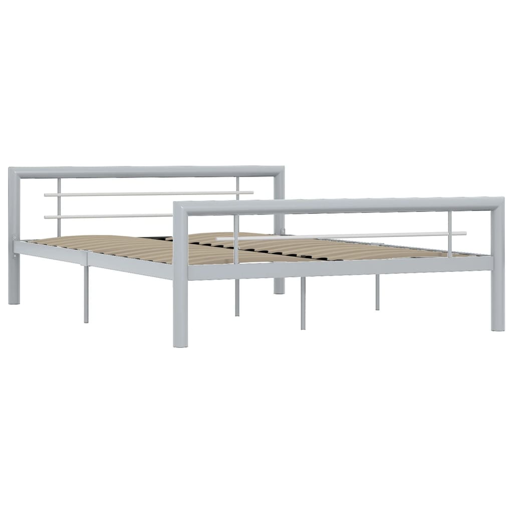 Estrutura de cama 140x200 cm metal cinzento e branco