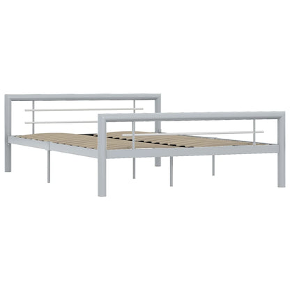 Estrutura de cama 140x200 cm metal cinzento e branco