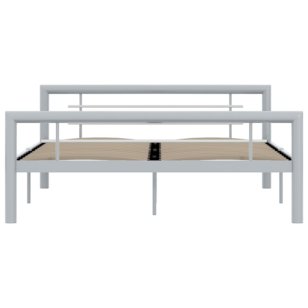 Estrutura de cama 140x200 cm metal cinzento e branco