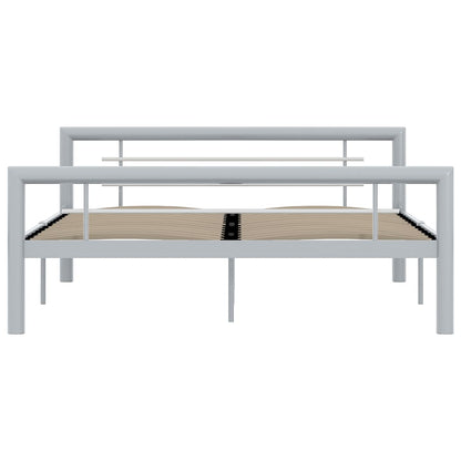 Estrutura de cama 140x200 cm metal cinzento e branco