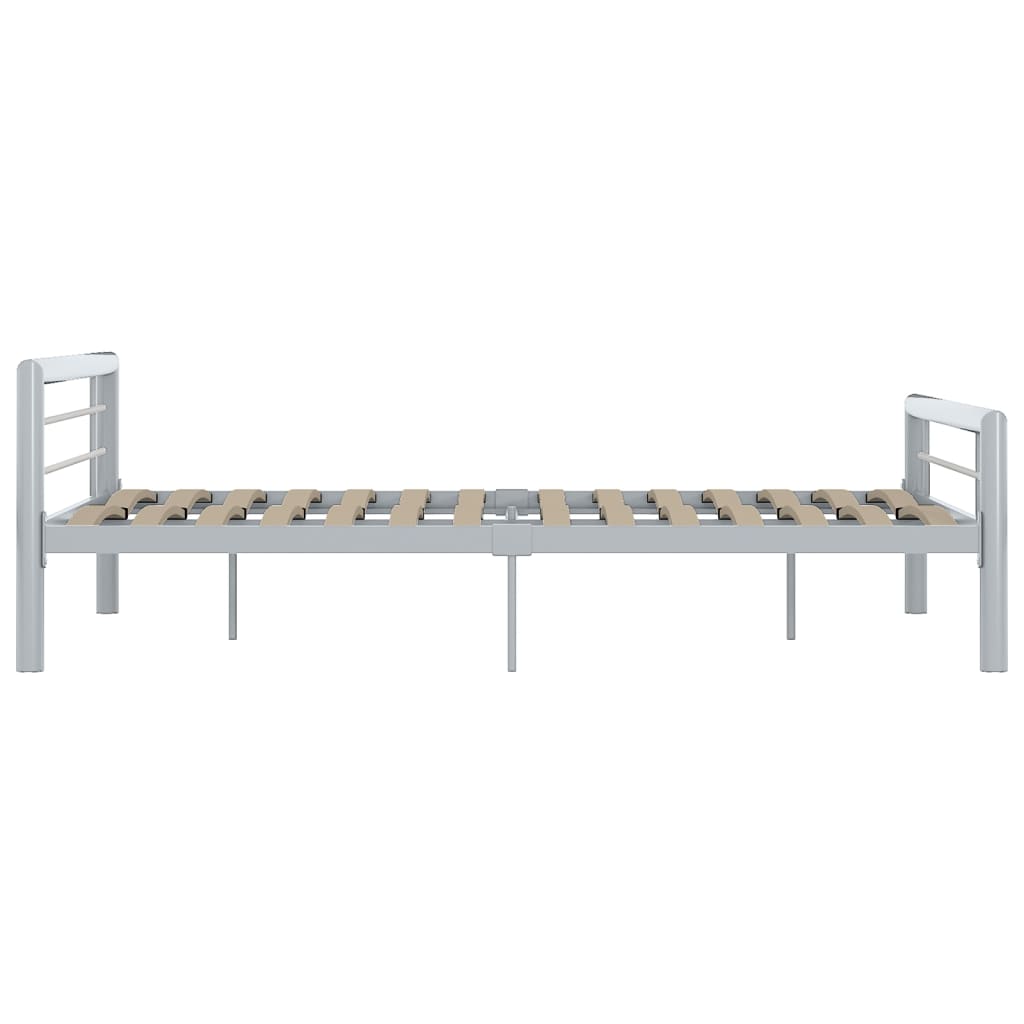 Estrutura de cama 140x200 cm metal cinzento e branco