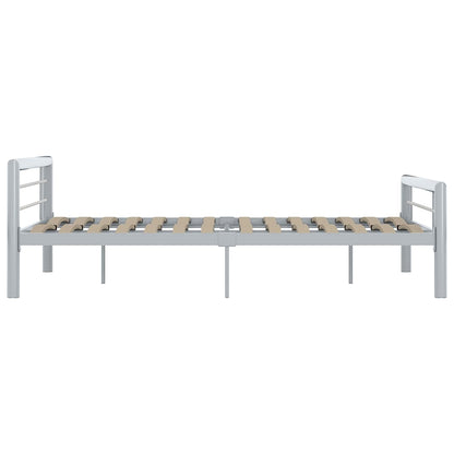 Estrutura de cama 140x200 cm metal cinzento e branco