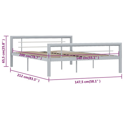 Estrutura de cama 140x200 cm metal cinzento e branco