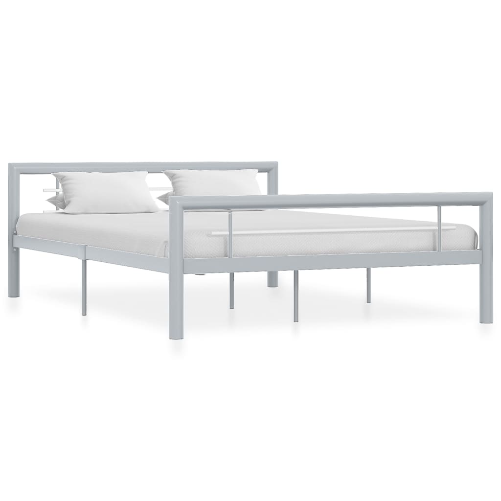 Estrutura de cama 160x200 cm metal cinzento e branco