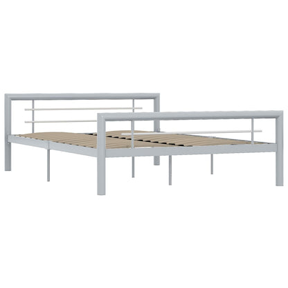 Estrutura de cama 160x200 cm metal cinzento e branco