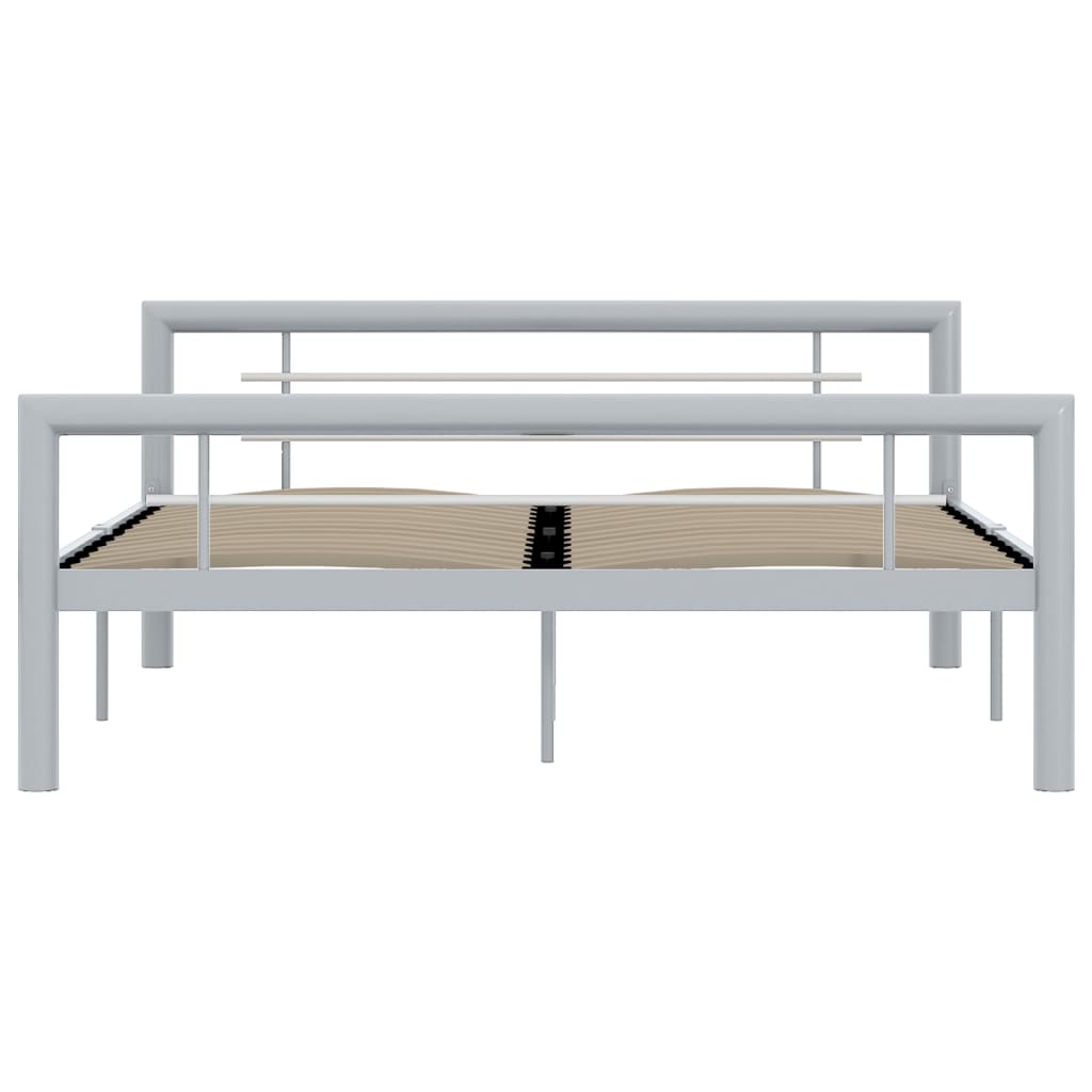 Estrutura de cama 160x200 cm metal cinzento e branco