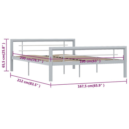 Estrutura de cama 160x200 cm metal cinzento e branco