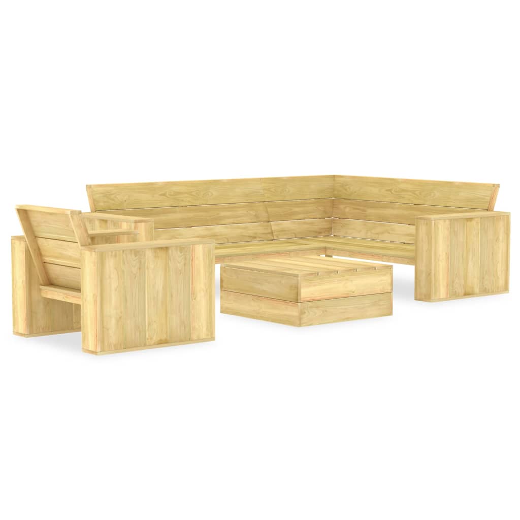 3 pcs conjunto móveis jardim madeira de pinho impregnada