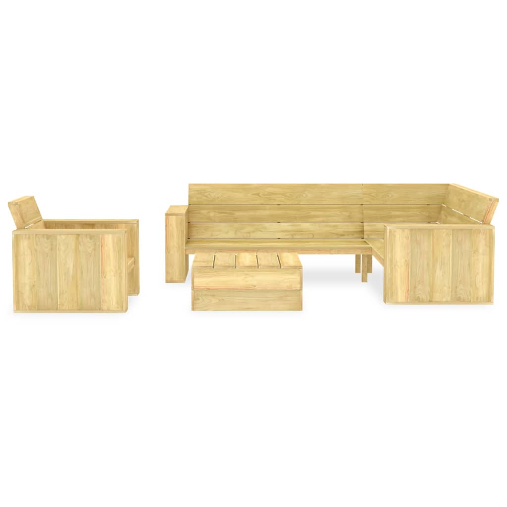 3 pcs conjunto móveis jardim madeira de pinho impregnada