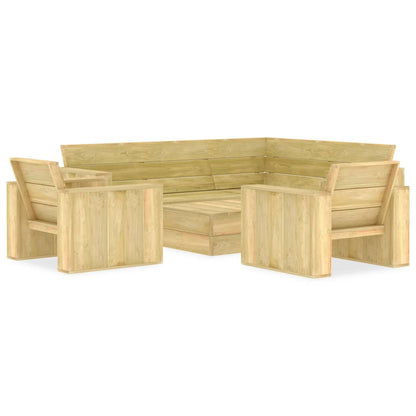 4 pcs conjunto lounge de jardim madeira de pinho impregnada