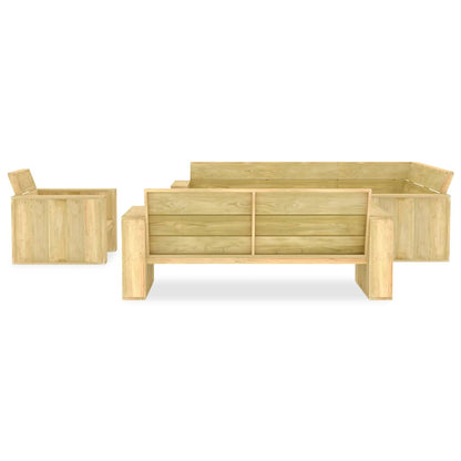 4 pcs conjunto lounge de jardim madeira de pinho impregnada