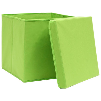 Caixas de arrumação com tampas 4 pcs 32x32x32 cm tecido verde