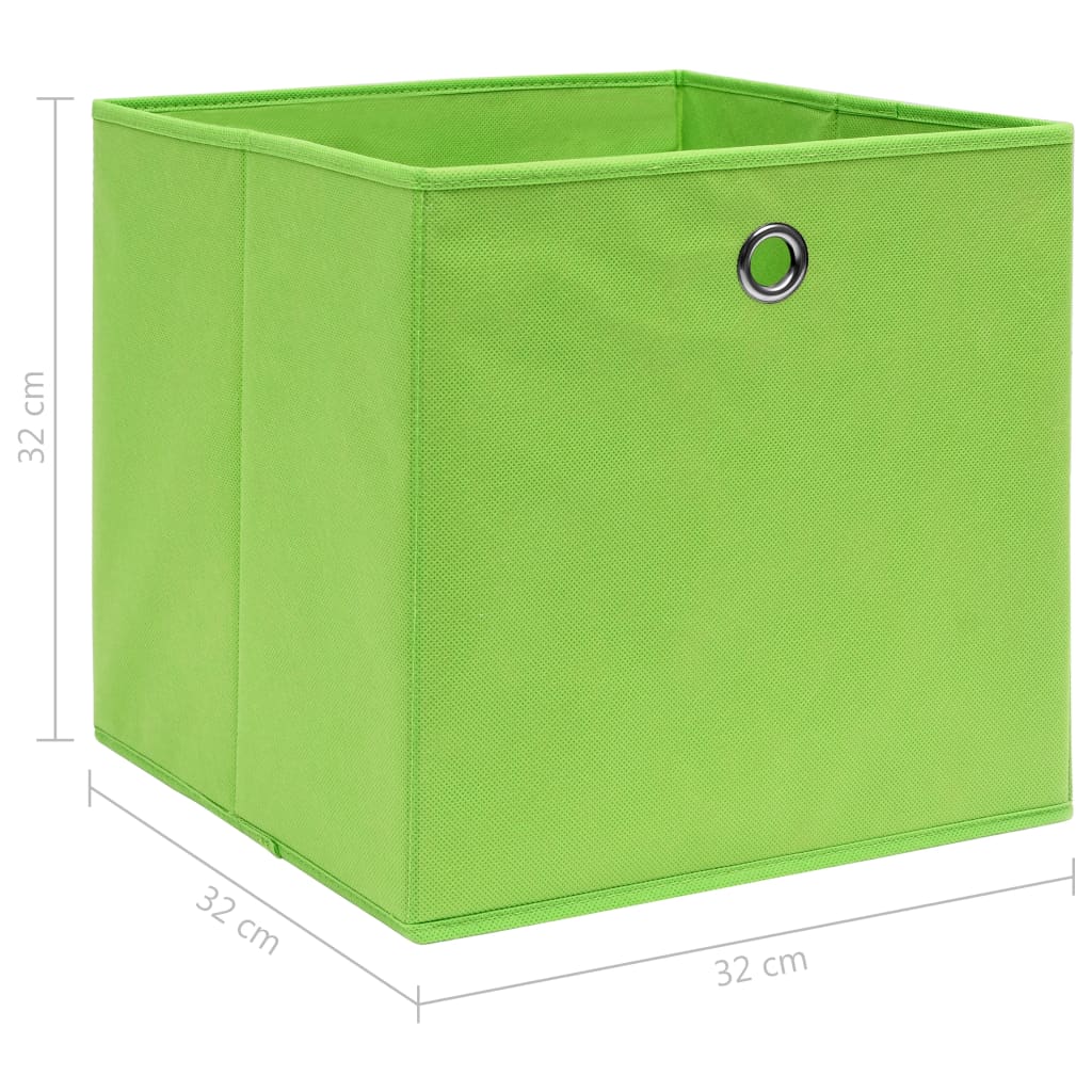 Caixas de arrumação 10 pcs 32x32x32 cm tecido verde