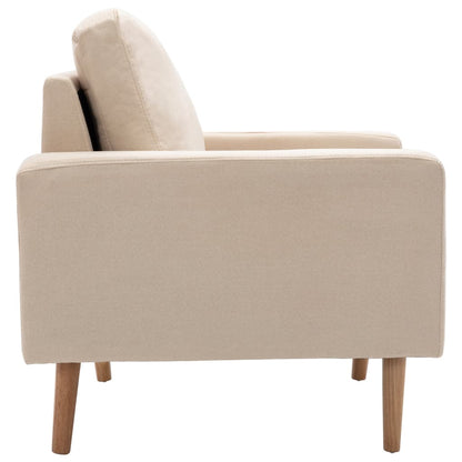 Poltrona Céu - Em Tecido Suave ao Toque - Cor Creme - 77x71x80 cm - Estrutura em Madeira de Pinho Maciça e Estofado em Algodão PP - Design Nórdico