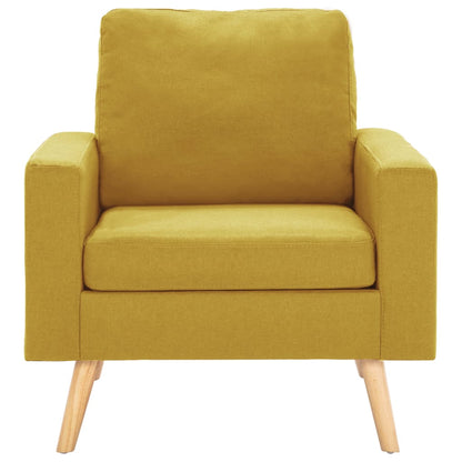 Poltrona Céu - Em Tecido Suave ao Toque - Cor Amarelo - 77x71x80 cm - Estrutura em Madeira de Pinho Maciça e Estofado em Algodão PP - Design Nórdico