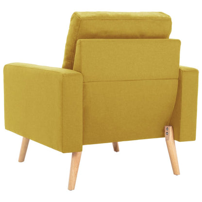 Poltrona Céu - Em Tecido Suave ao Toque - Cor Amarelo - 77x71x80 cm - Estrutura em Madeira de Pinho Maciça e Estofado em Algodão PP - Design Nórdico