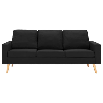 Sofá Ginger De 3 Lugares - Tecido Suave ao Toque - Estrutura em Madeira de Pinho Maciça - 184x76x82,5 cm - Cor Preto - Design Nórdico