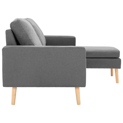 Sofá Ginger Chaise Longue -  Cor Cinza Claro - De 3 Lugares - Tecido Suave ao Toque - Estrutura em Madeira de Pinho Maciça - 184x76x82,5 cm - Cor Preto - Design Nórdico