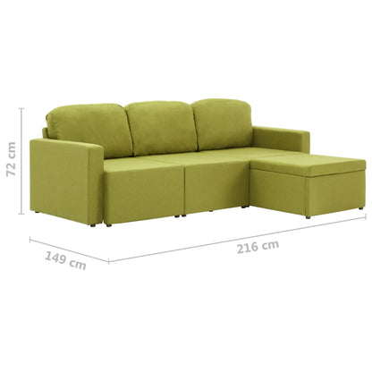 Sofá-cama modular de 3 lugares tecido verde