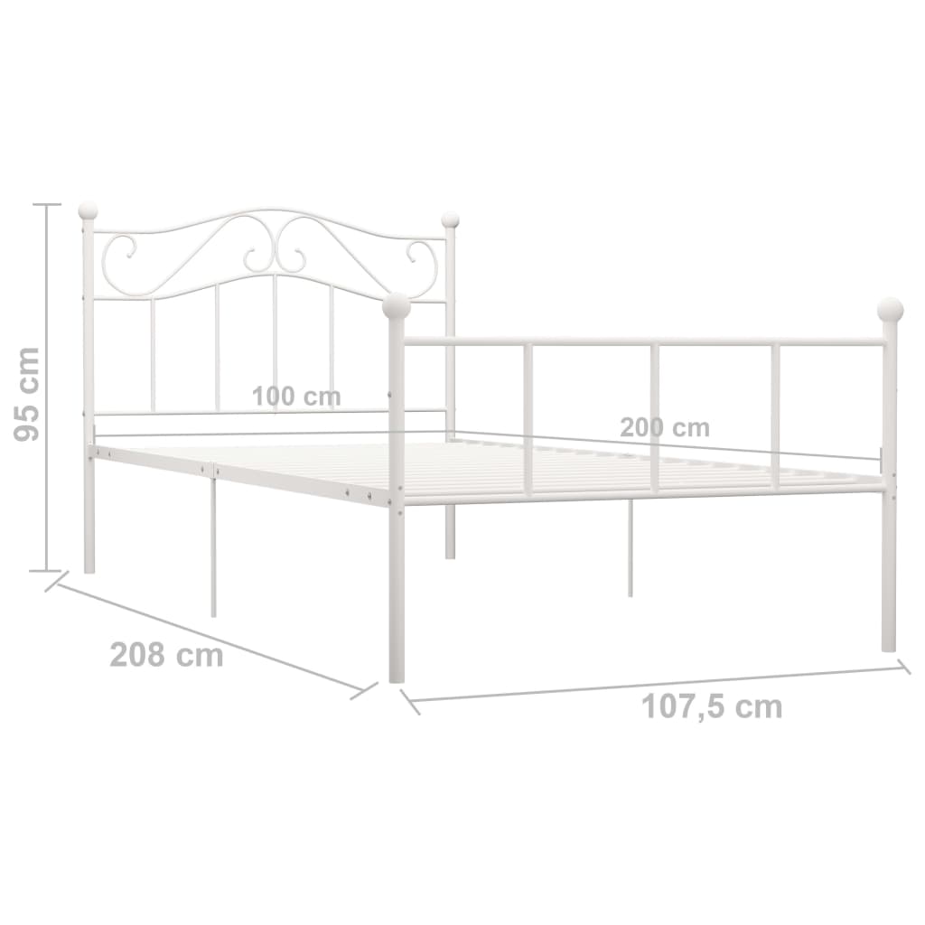 Estrutura de cama 100x200 cm metal branco