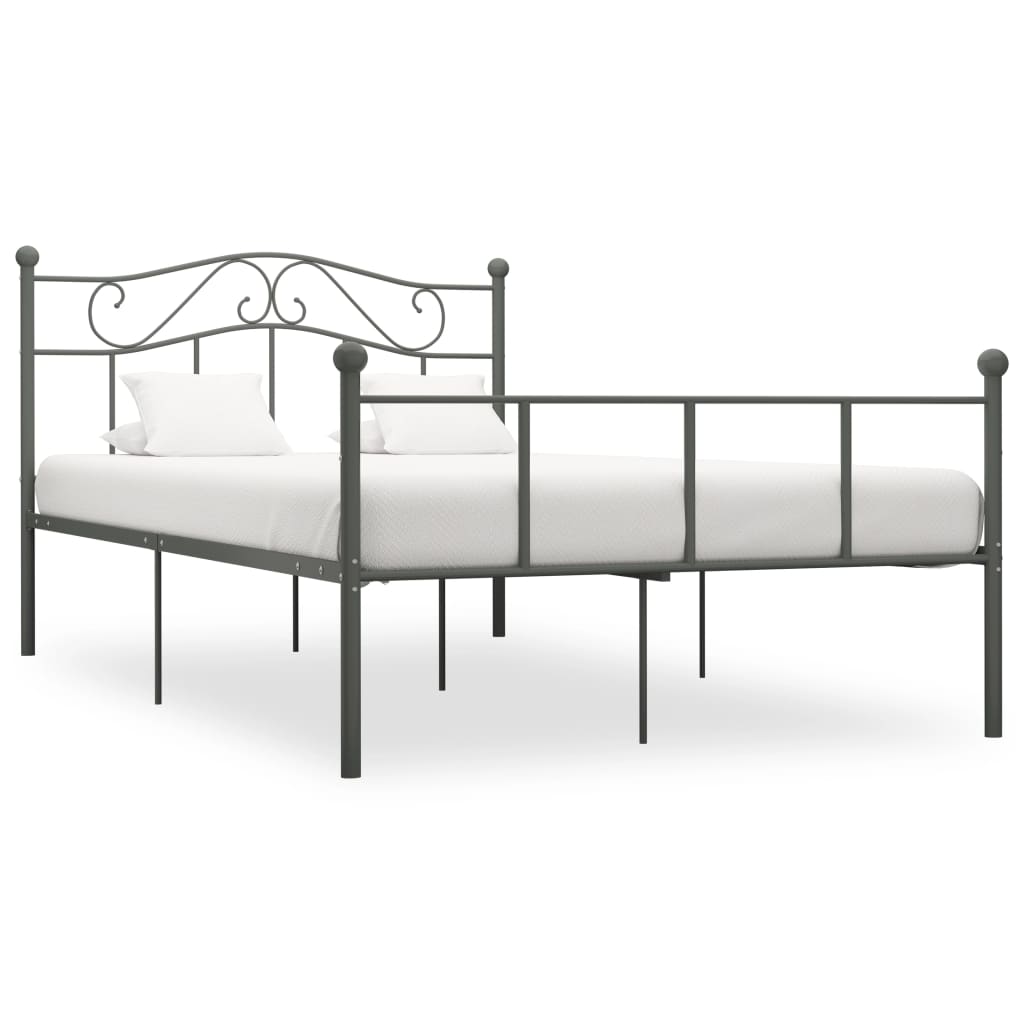 Estrutura de cama metal 140x200 cm cinzento