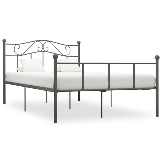 Estrutura de cama metal 140x200 cm cinzento