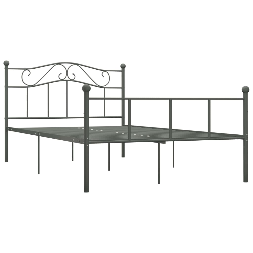 Estrutura de cama metal 140x200 cm cinzento