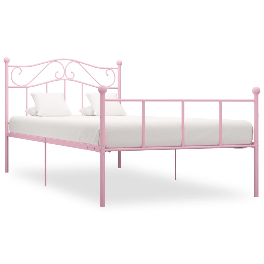 Estrutura de cama 100x200 cm metal rosa