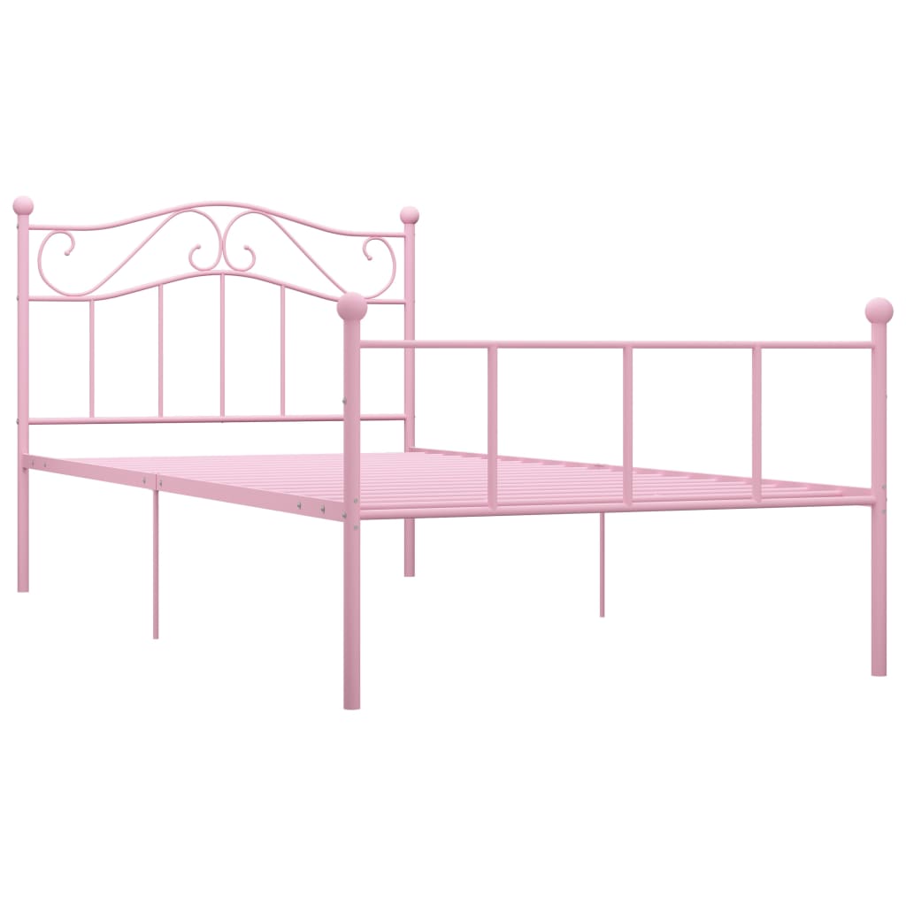 Estrutura de cama 100x200 cm metal rosa